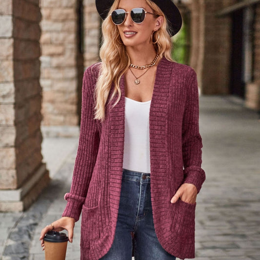 Solid Color Knit Cardigan