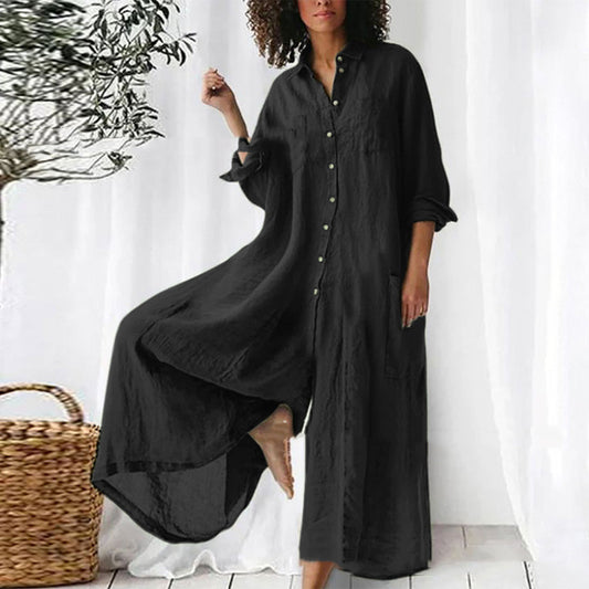 Loose Standing Collar Long Jumpsuit