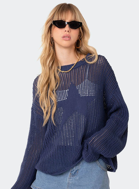 Sheer Stars Oversized Sweater