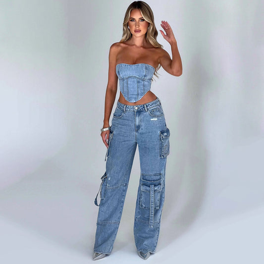 Denim Two Piece Set