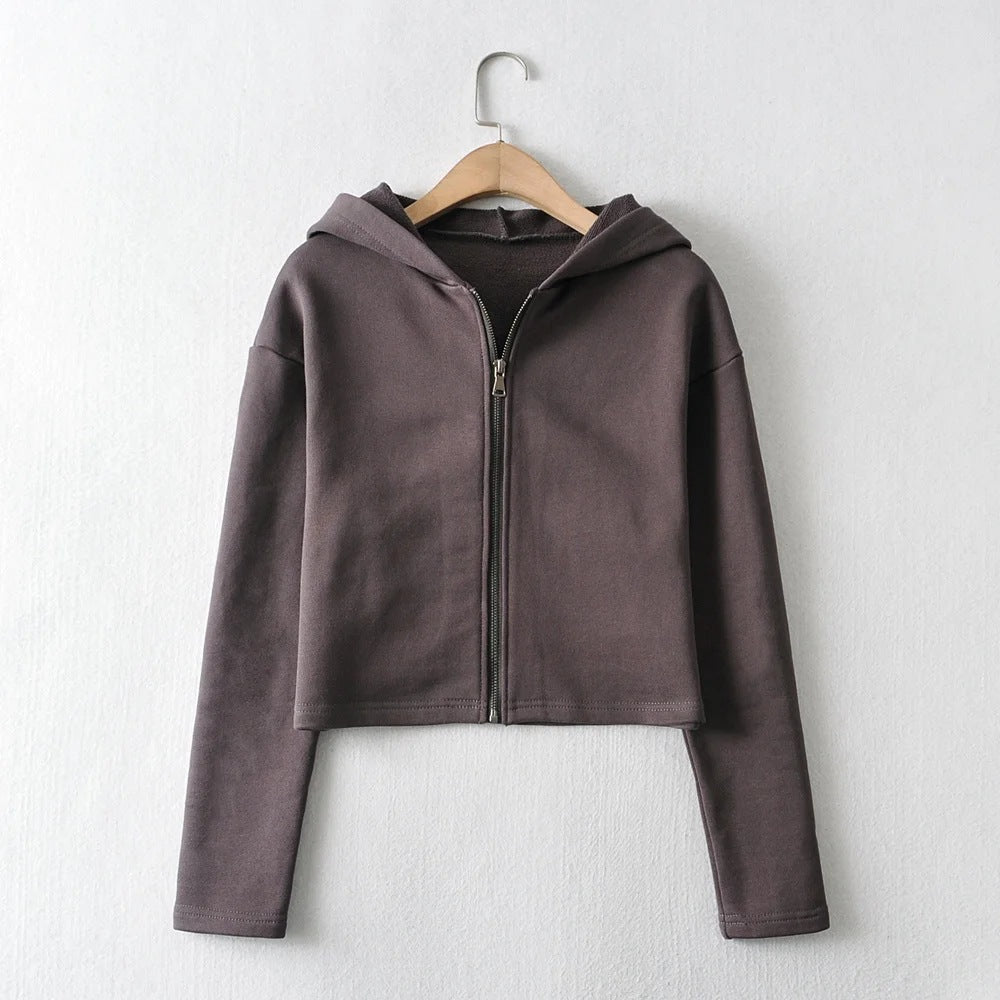 Zippered Hooded Crop Top