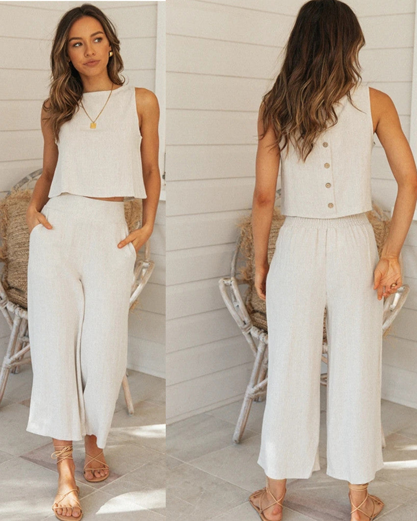 Casual Solid Color Two-Piece Suit