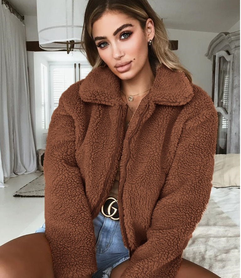 Furry Zip Lapel Jacket