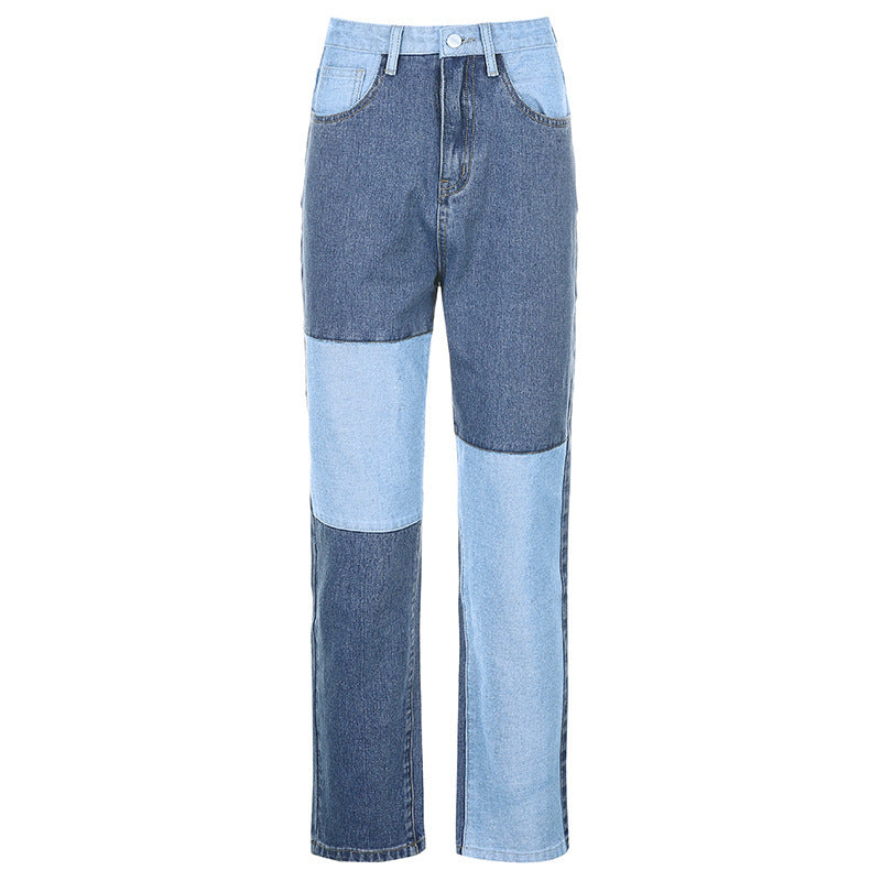 Patchwork Contrast Jeans