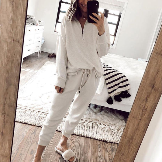 Fleece Long-Sleeve White Set