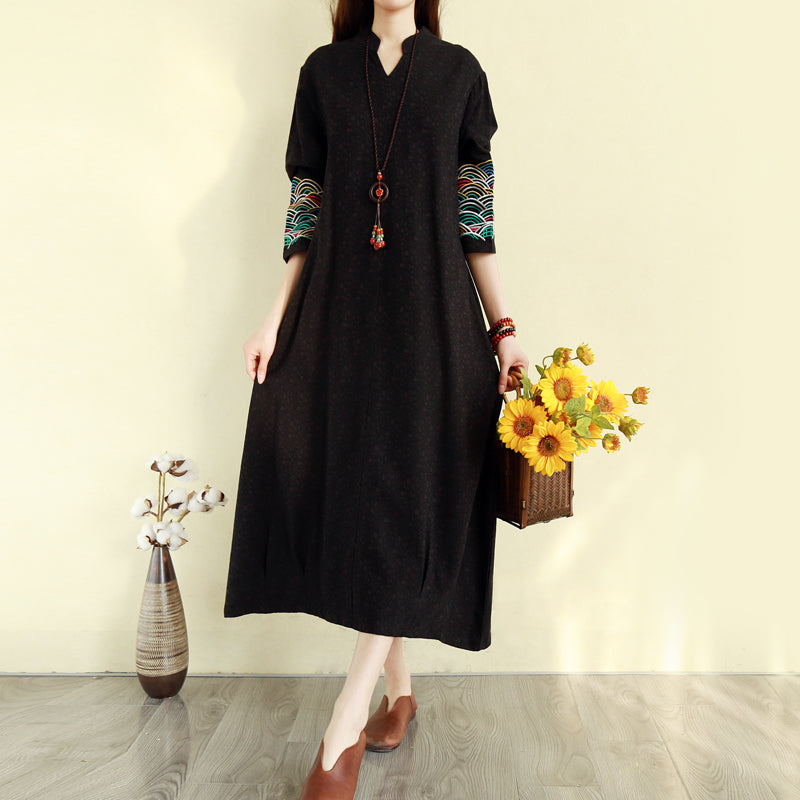 Embroidered Linen Dress