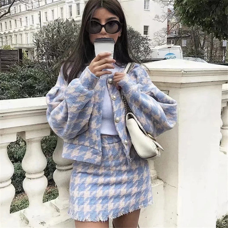 Plaid Wool Coat Set