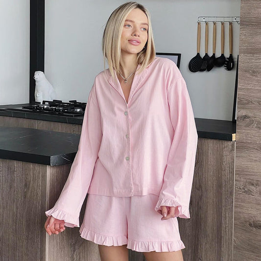 Ruffled Pajamas Two-Piece Set