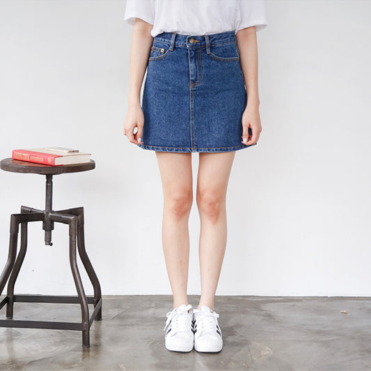 Mid-Rise Denim Mini Skirt