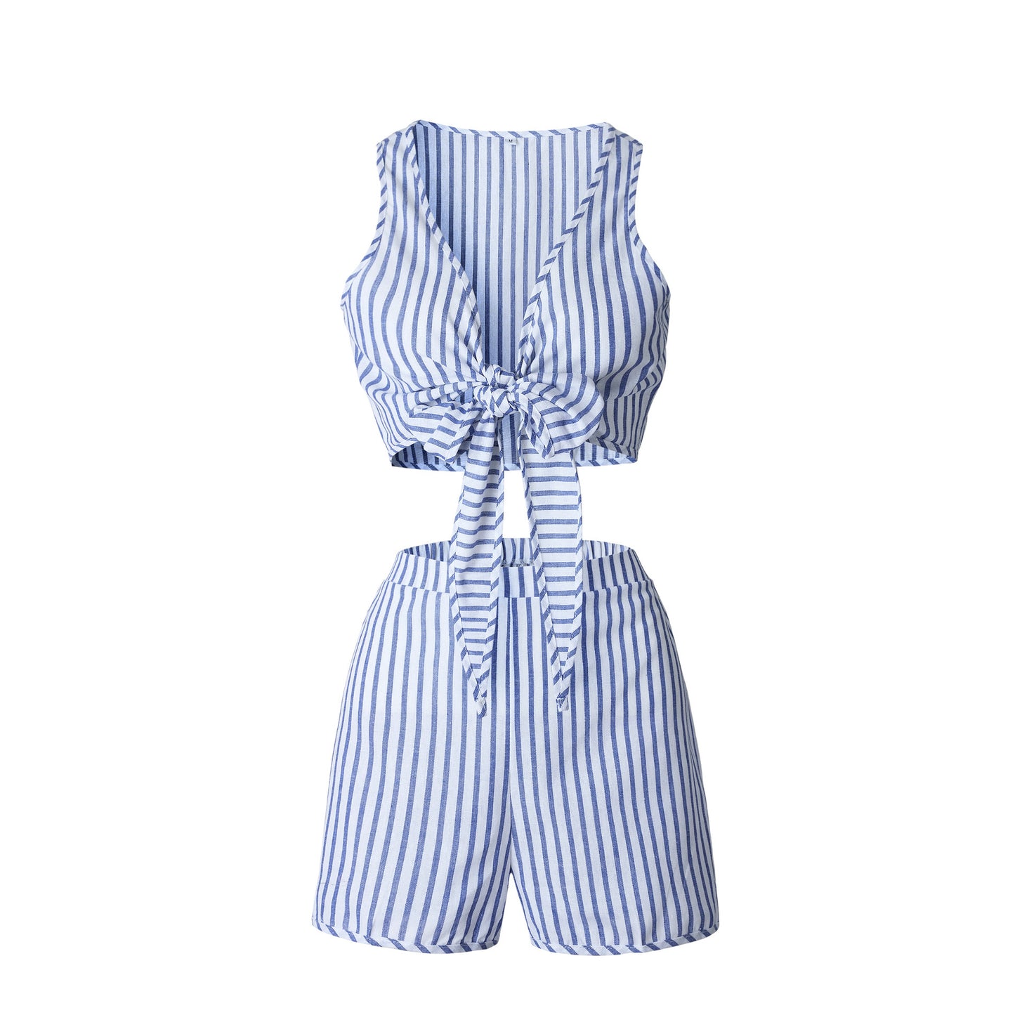 Deep-V Sleeveless Stripe Set