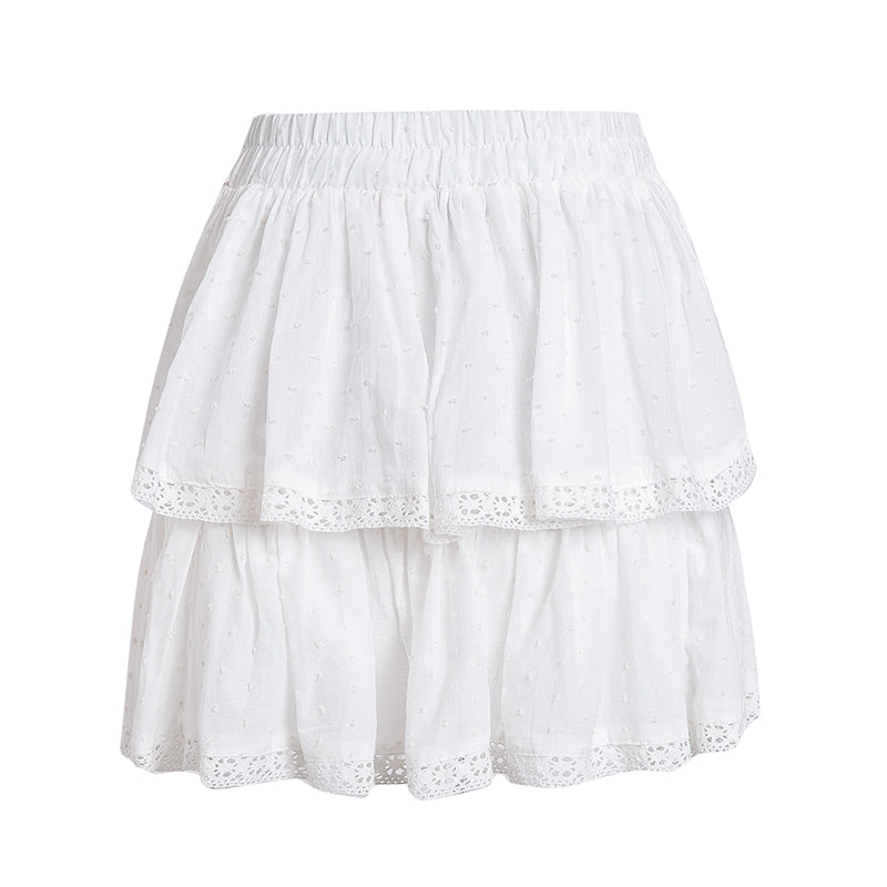 White Ruffled Lace Skirt