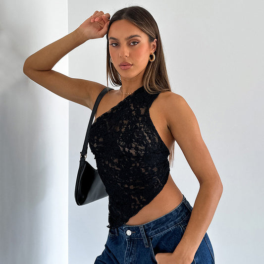 Lace Asymmetrical Top