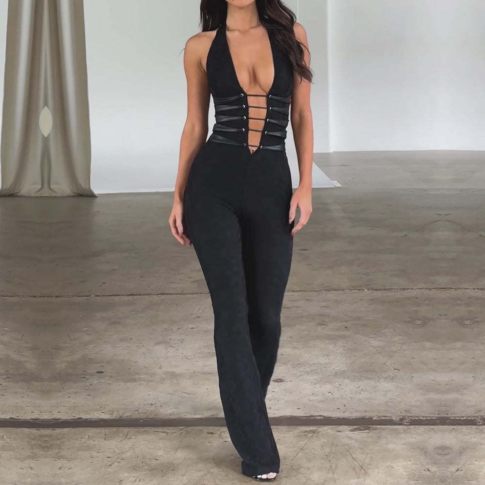 Lace Up Halter Jumpsuit