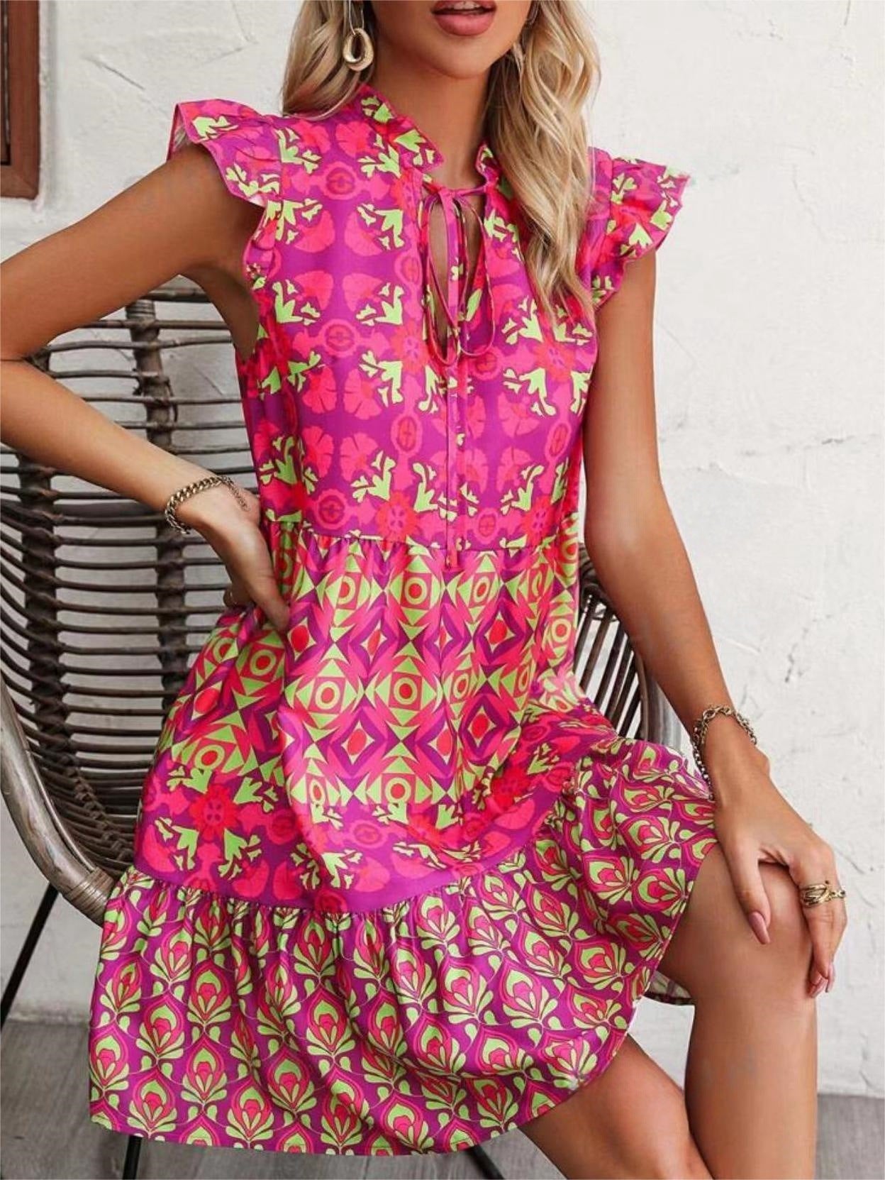 Abstract Sleeveless Summer Dress