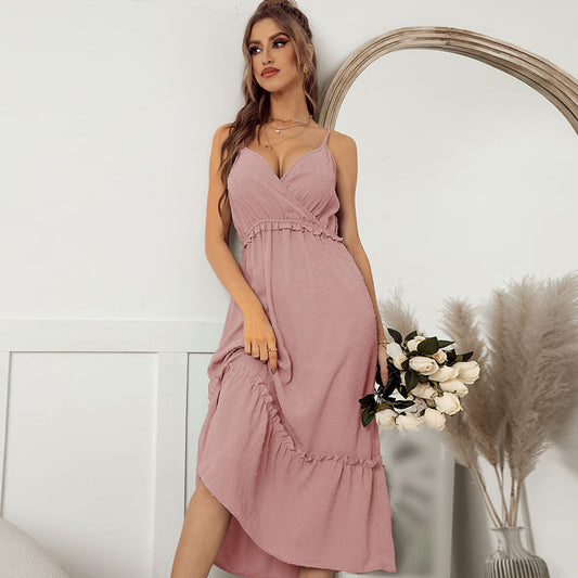 Solid Color Elegant Ruffles Dress