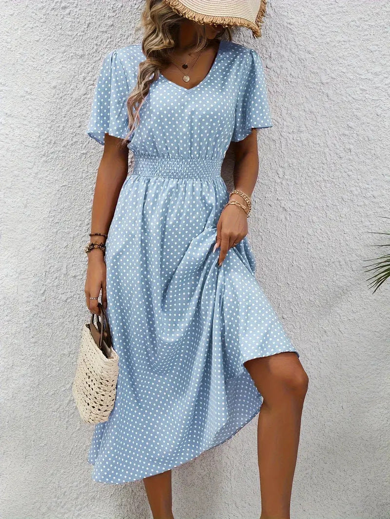 Polka Dots Short Sleeve Dress