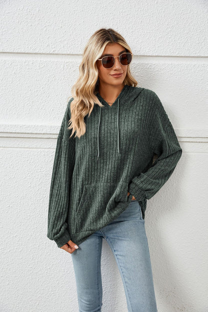 Knitted Solid Color Hoodie