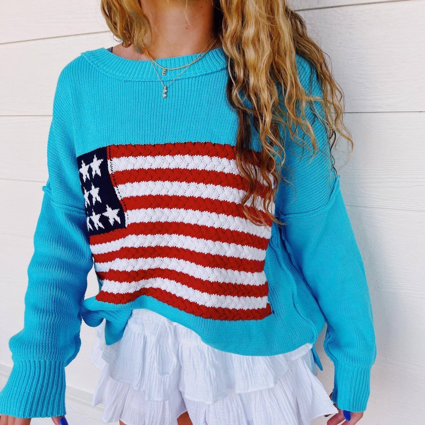 Vintage Knitted American Flag Sweater