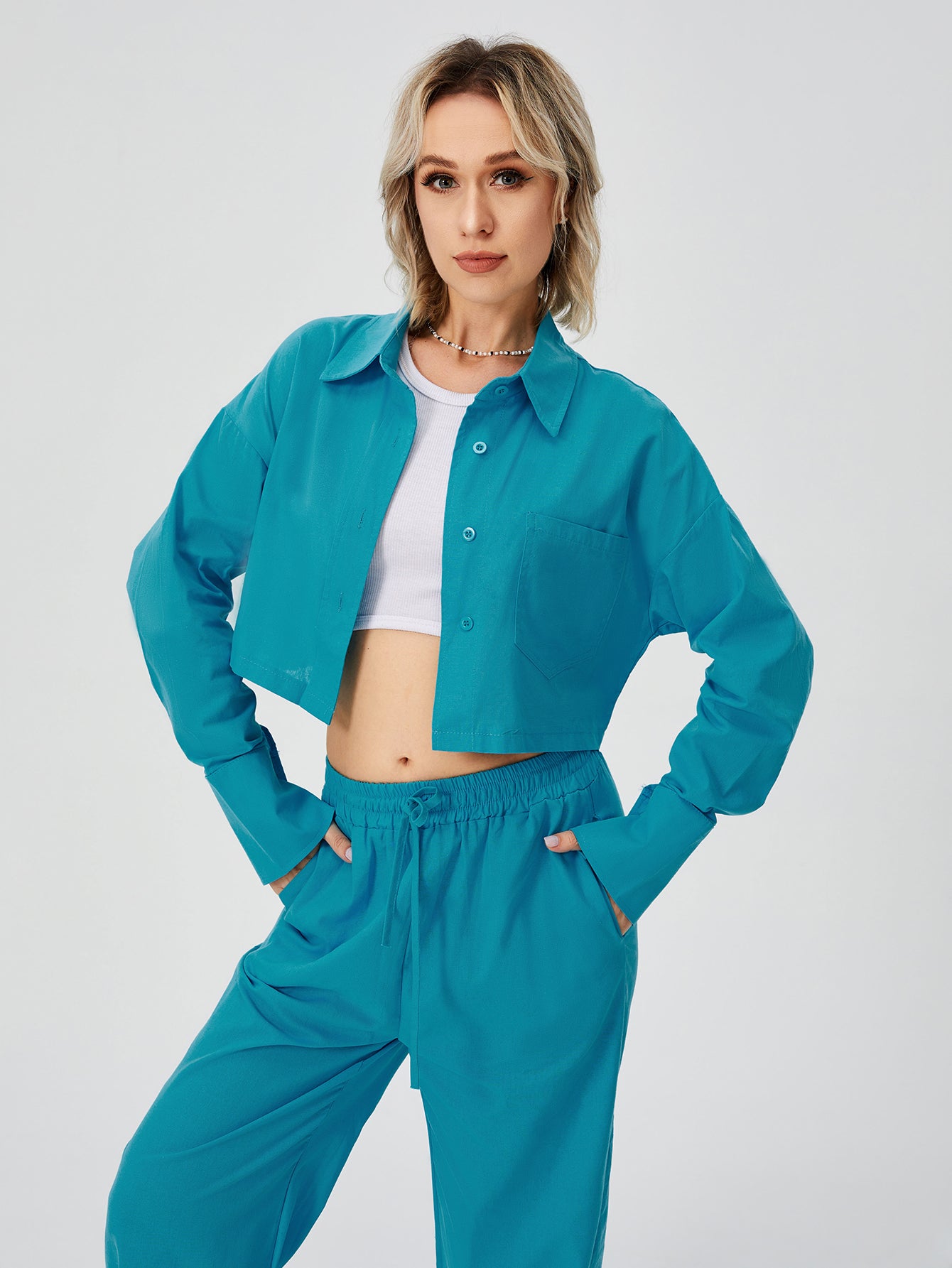 Two-Piece Button Down Loungewear Set