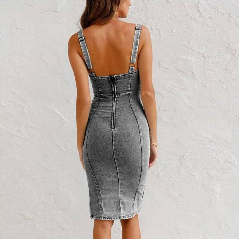 Denim Suspender Dress