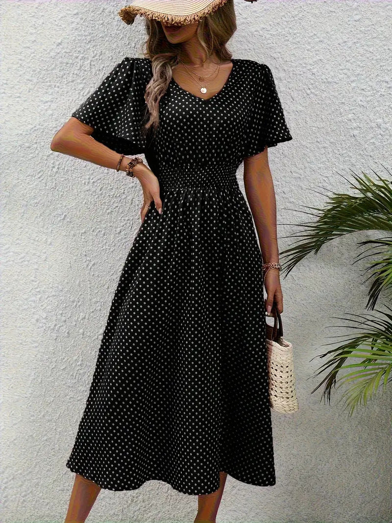 Polka Dots Short Sleeve Dress