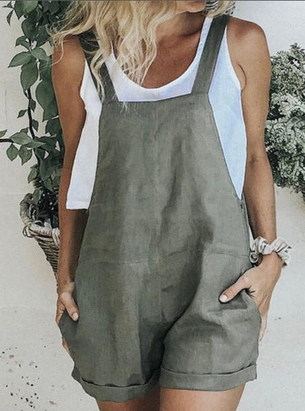 Cotton-Linen Casual Jumpsuit