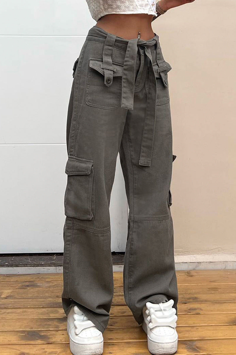 Belted Cargo Jeans