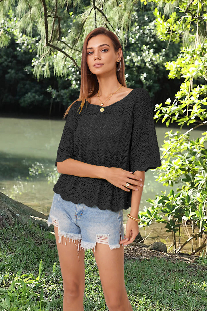 Knitted Short Sleeve Top