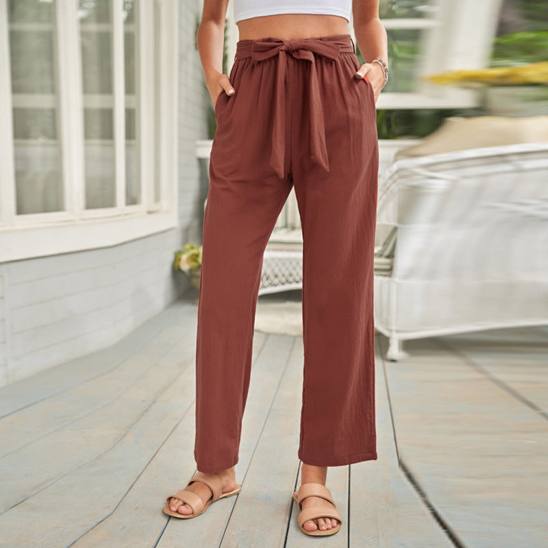 Belted Wide-Leg Pants