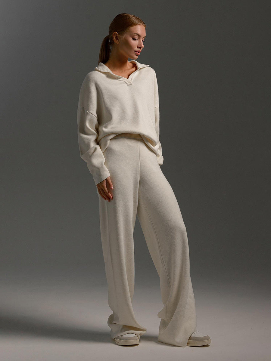 Knitted Pullover Wide Leg Two-Piece Set