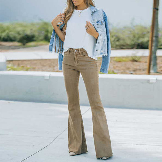 High-Waist Retro Flared Jeans