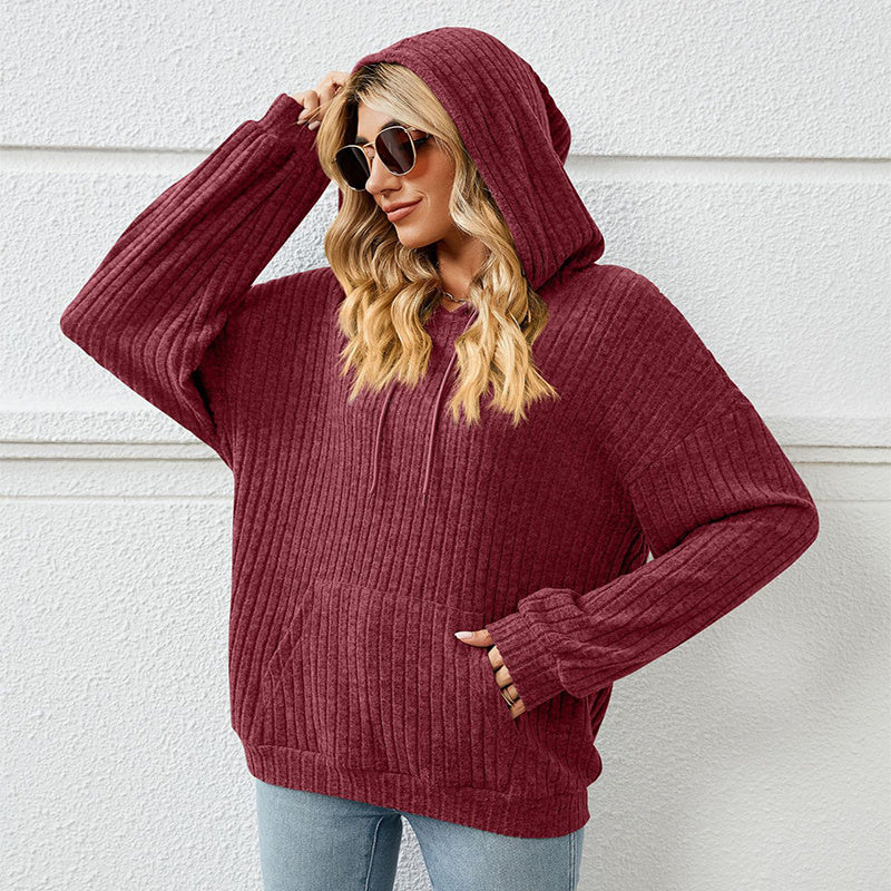 Knitted Solid Color Hoodie