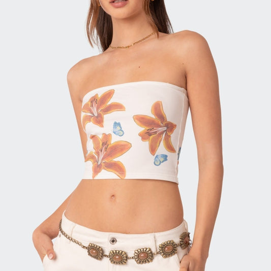 Orange Lily Tube Top