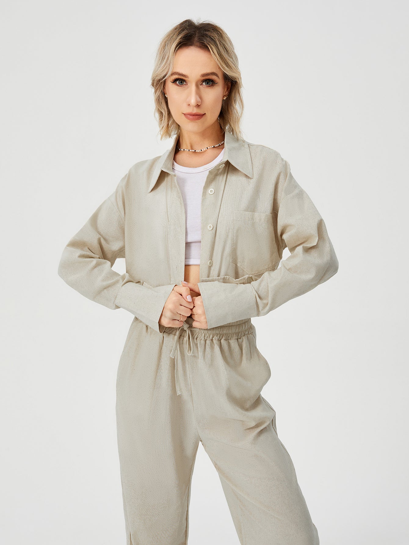 Two-Piece Button Down Loungewear Set