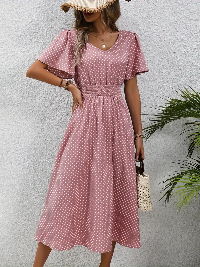 Polka Dots Short Sleeve Dress